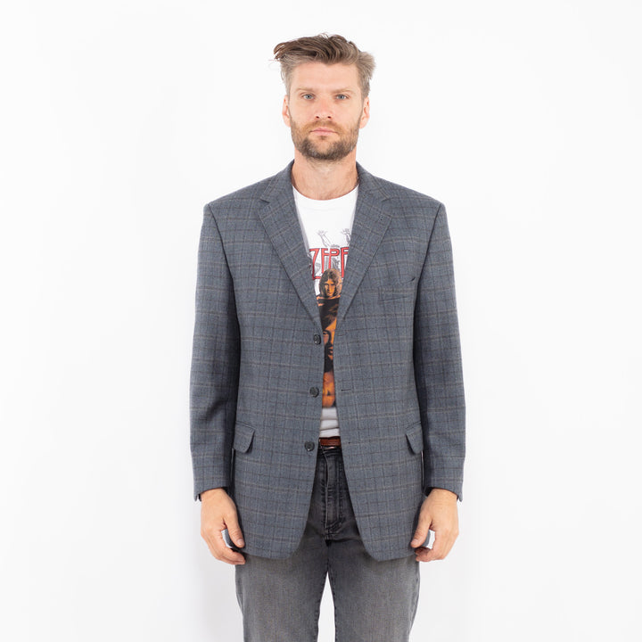 Vintage 90's Men Wool Blazer Jacket in GrayZ2328