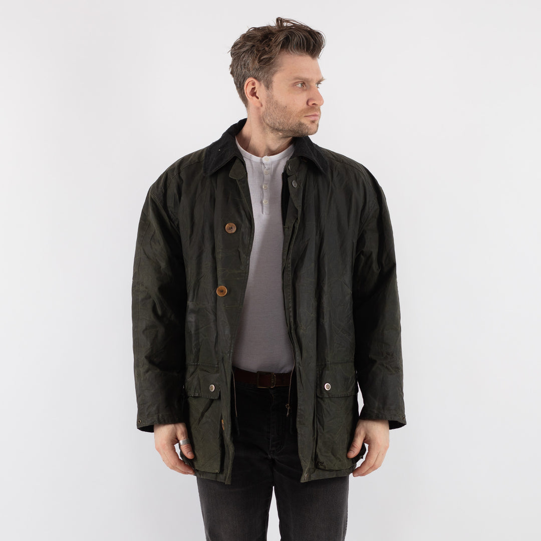 Vintage 90's Men Waxed Canvas Jacket in GreenZ687