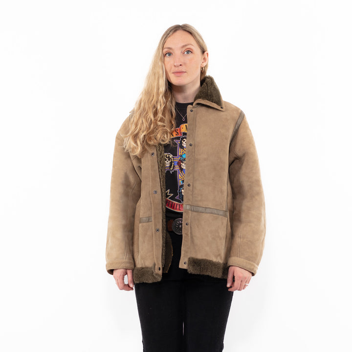Vintage 90's Women Sheepskin Jacket in BeigeA0940