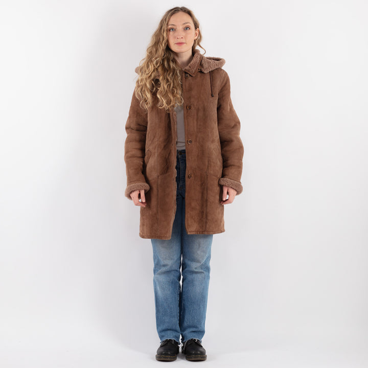 Vintage 70's Women Sheepskin Coat in Brown