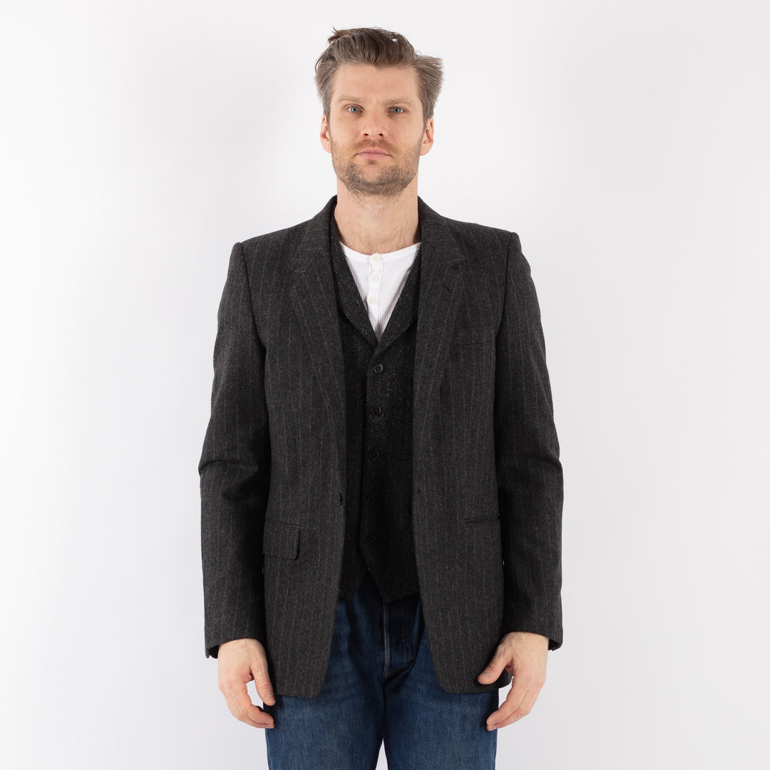 Vintage 90's Men Wool Blazer Jacket in GrayZ1188