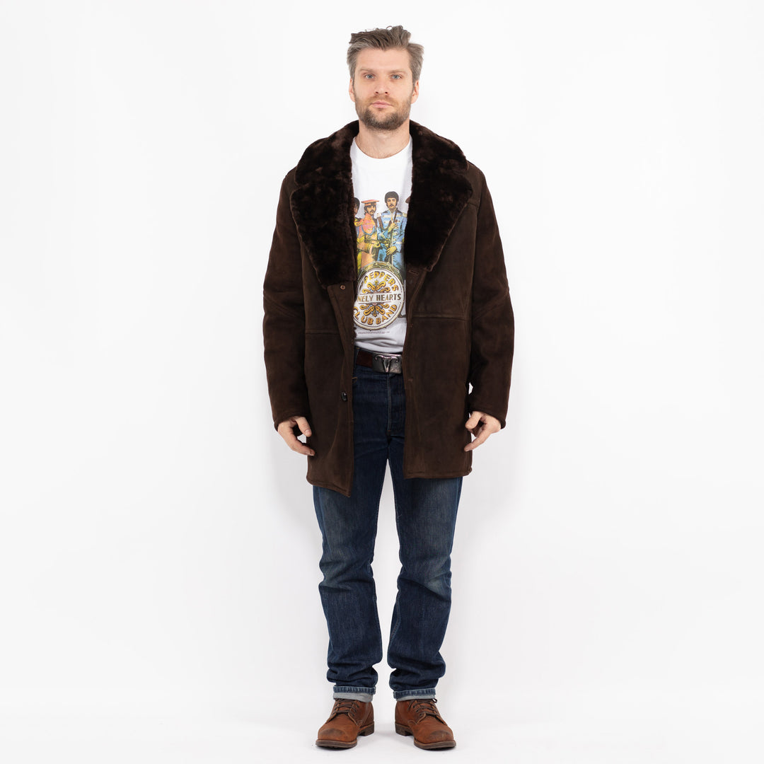 Vintage 70's Men Sheepskin Coat in BrownZ2711