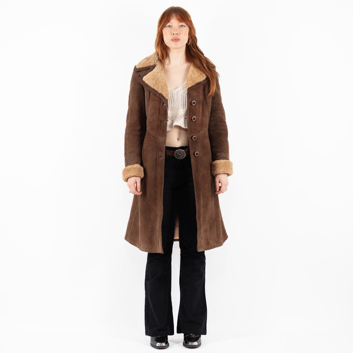 Vintage 70's Women Sheepskin Coat in BrownV9811