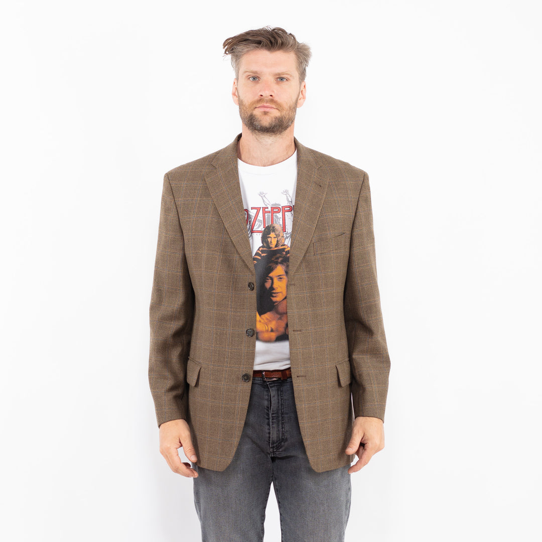 Vintage 90's Men Wool Blend Blazer Jacket in BeigeZ2329
