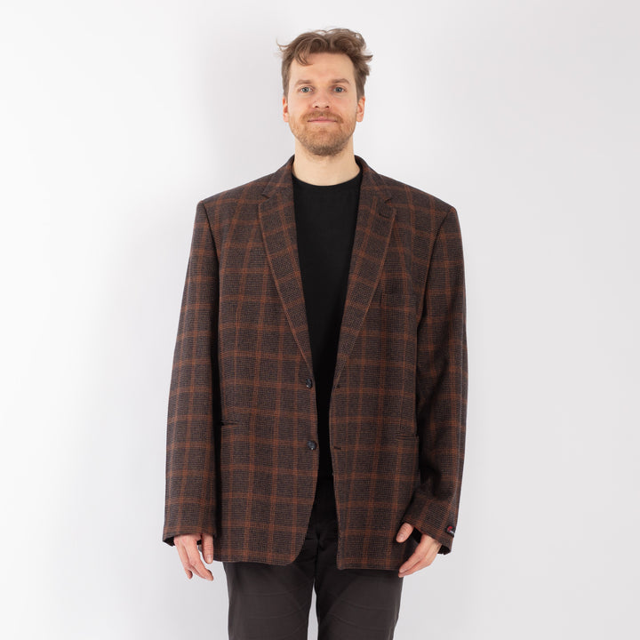 Vintage 90's Men Wool Blazer Jacket in BrownZ1310