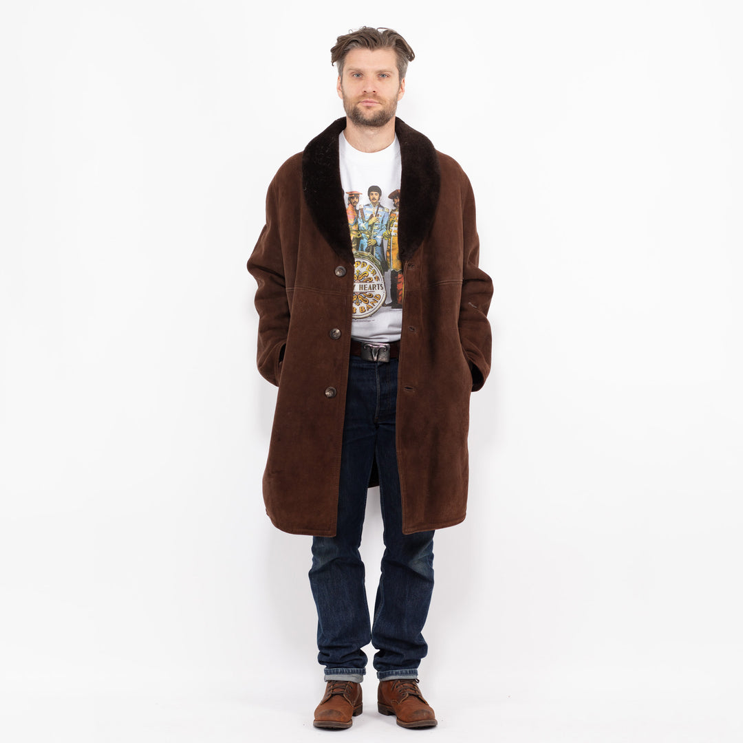Vintage 70's Men Sheepskin Coat in BrownZ2712