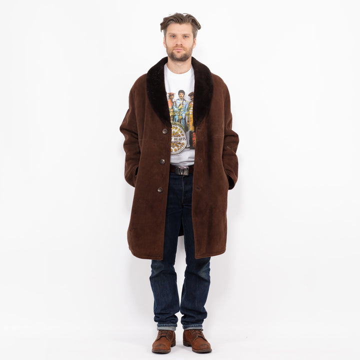 Vintage 70's Men Sheepskin Coat in BrownZ2712