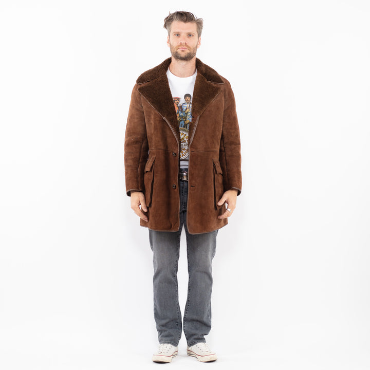 Vintage 70's Men Sheepskin Coat in BrownZ1981