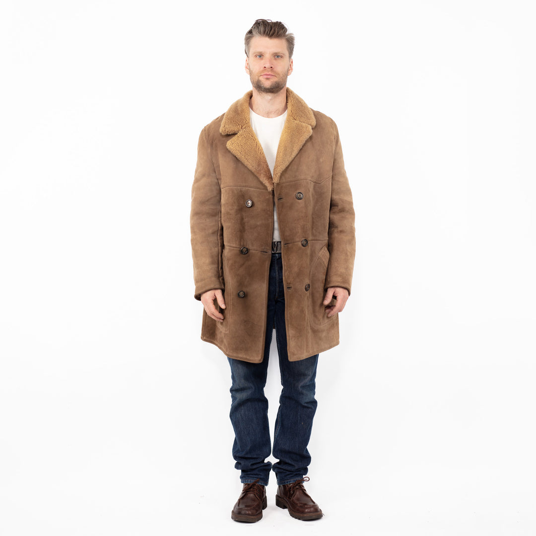 Vintage 70's Men Sheepskin Coat in BeigeZ2578