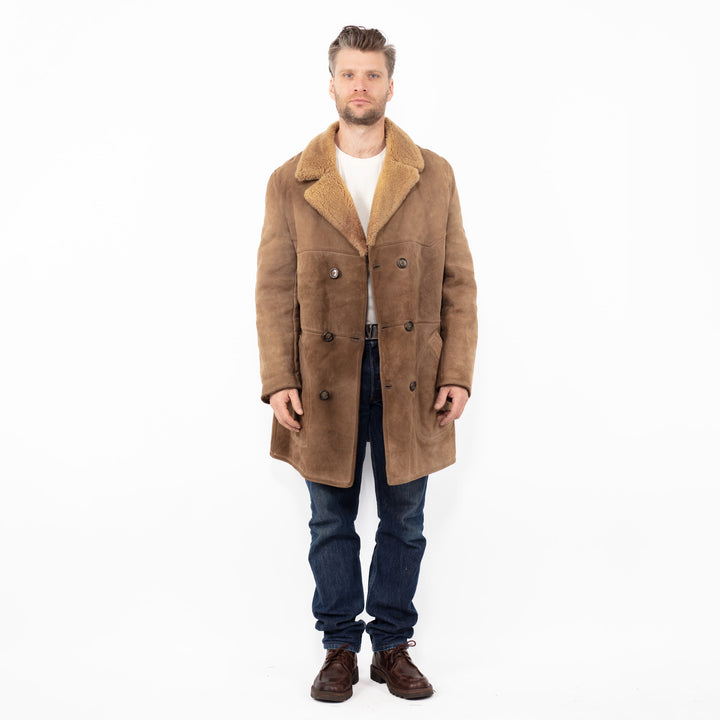 Vintage 70's Men Sheepskin Coat in BeigeZ2578