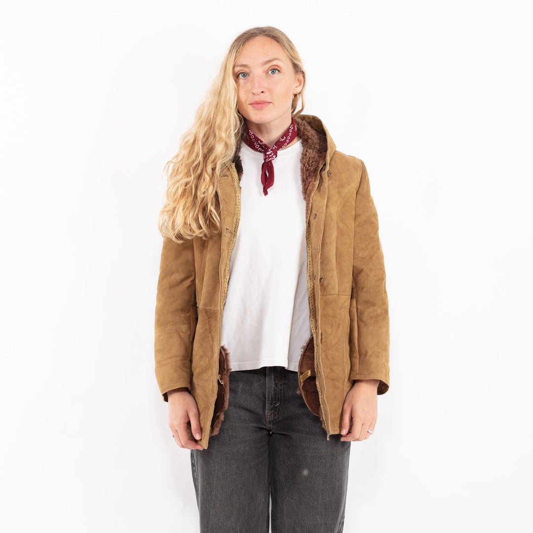 Vintage 70's Women Sheepskin Coat in BrownA0660