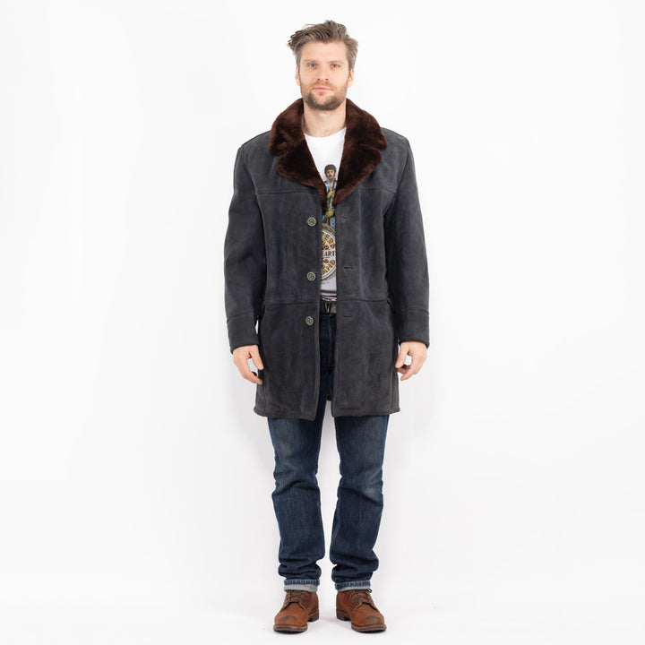 Vintage 70's Men Sheepskin Coat in GrayZ2713