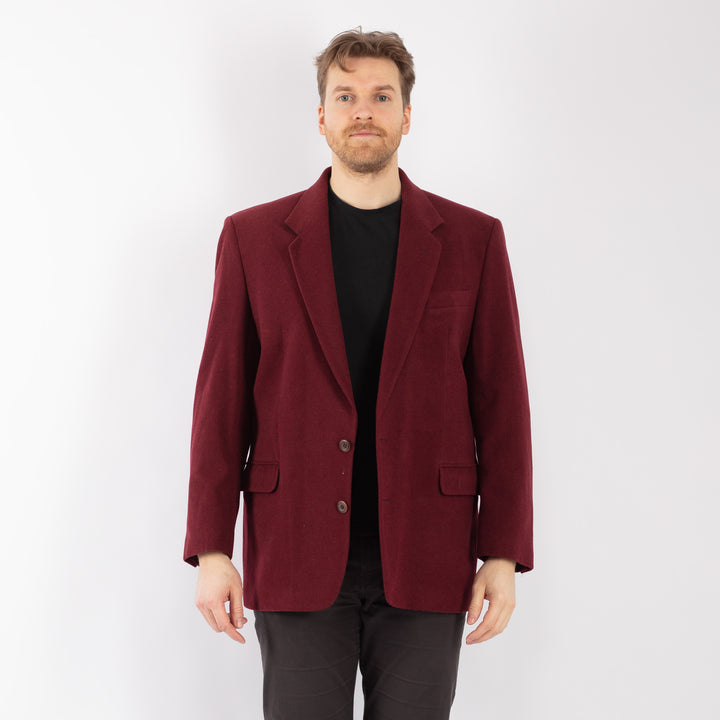 Vintage 70's Men Wool Blazer Jacket in RedZ1312