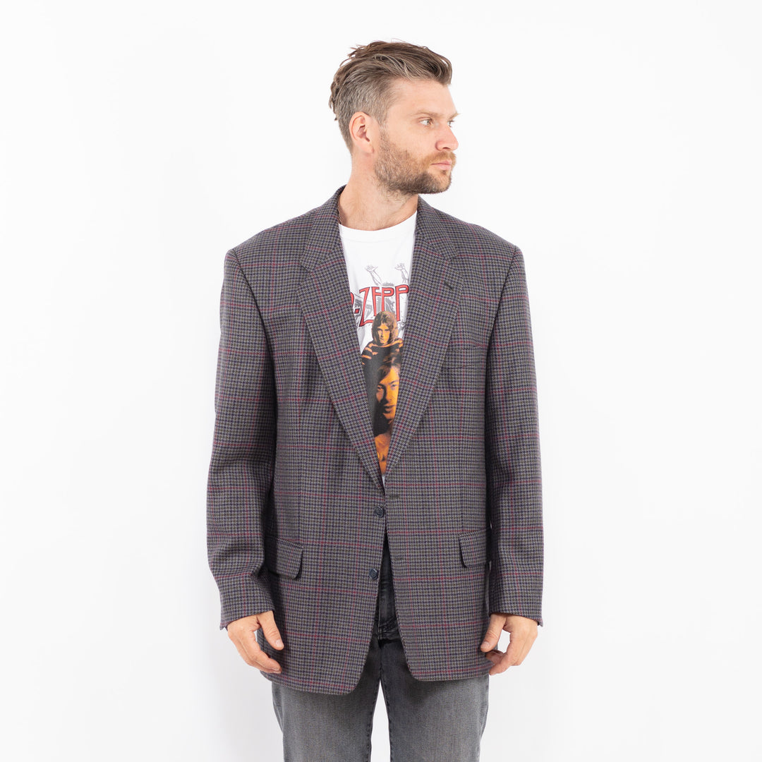 Vintage 80's Men Wool Blazer Jacket in GrayZ2331