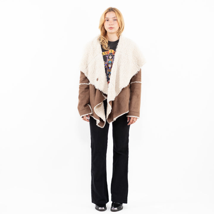 Vintage 00's Women Faux Sheepskin Jacket in BeigeA0211