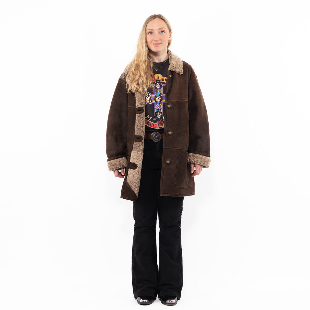 Vintage 90's Women Sheepskin Coat in BrownA0943
