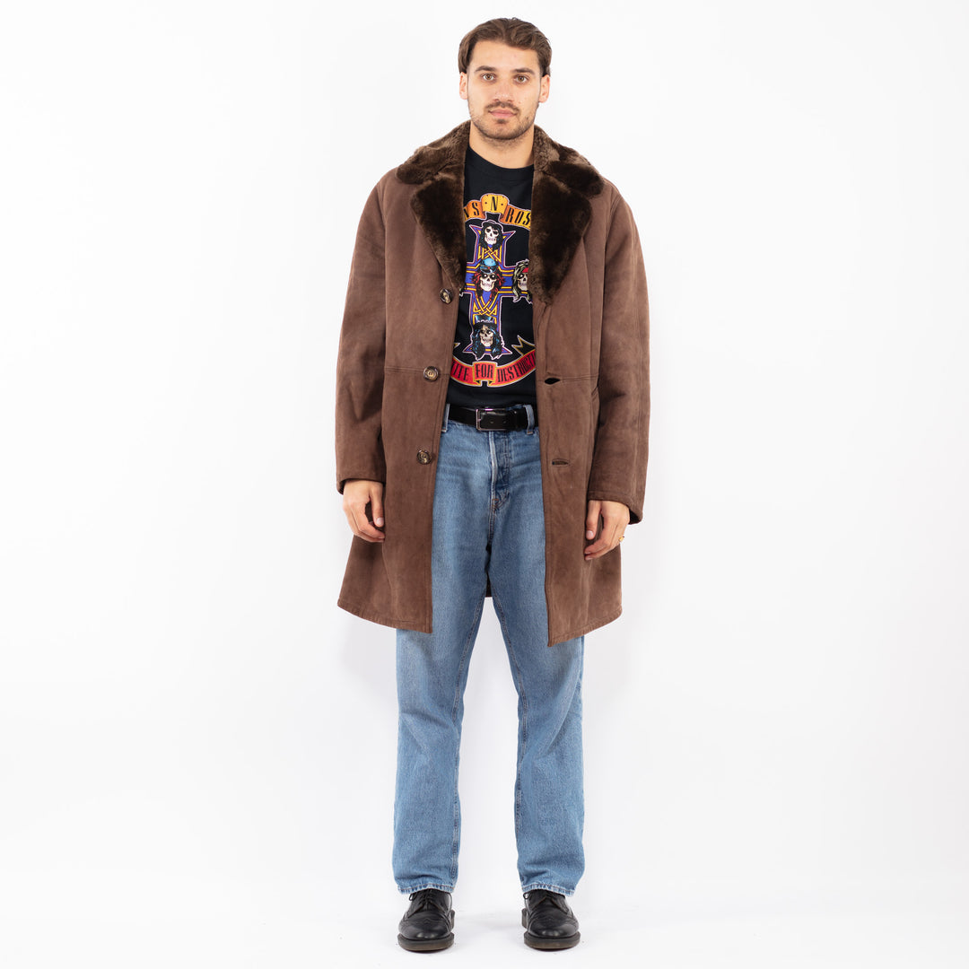 Vintage 70's Men Sheepskin Coat in Brown