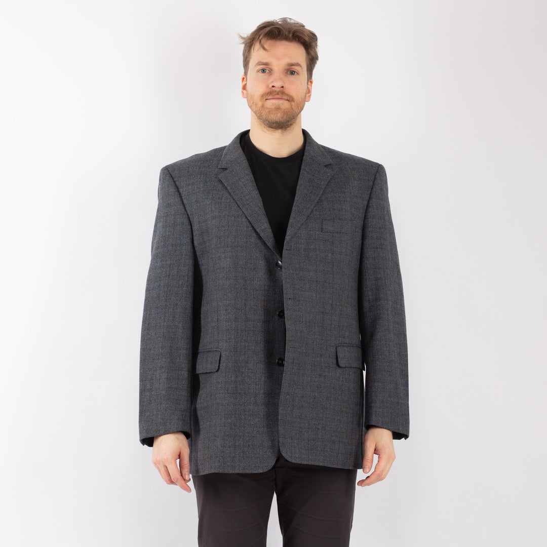 Vintage 90's Men Wool Blazer Jacket in GrayZ1313