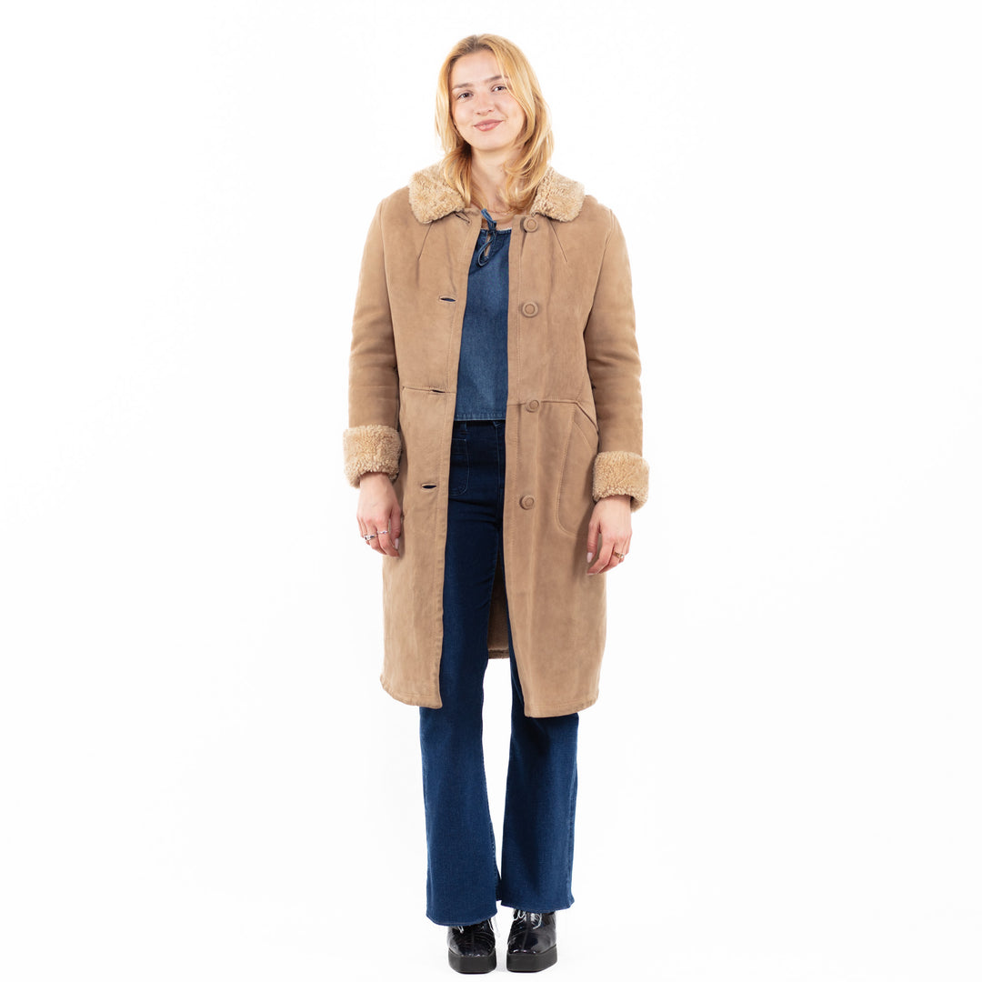 Vintage 70's Women Sheepskin Coat in BeigeA0107