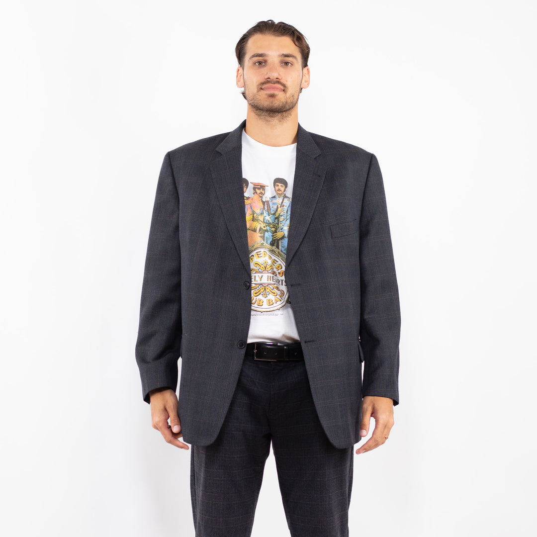 Vintage 90's Men Wool Blend Blazer Jacket in Blue