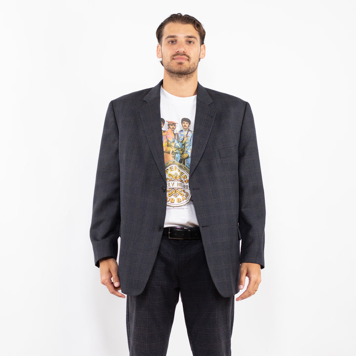 Vintage 90's Men Wool Blend Blazer Jacket in Blue