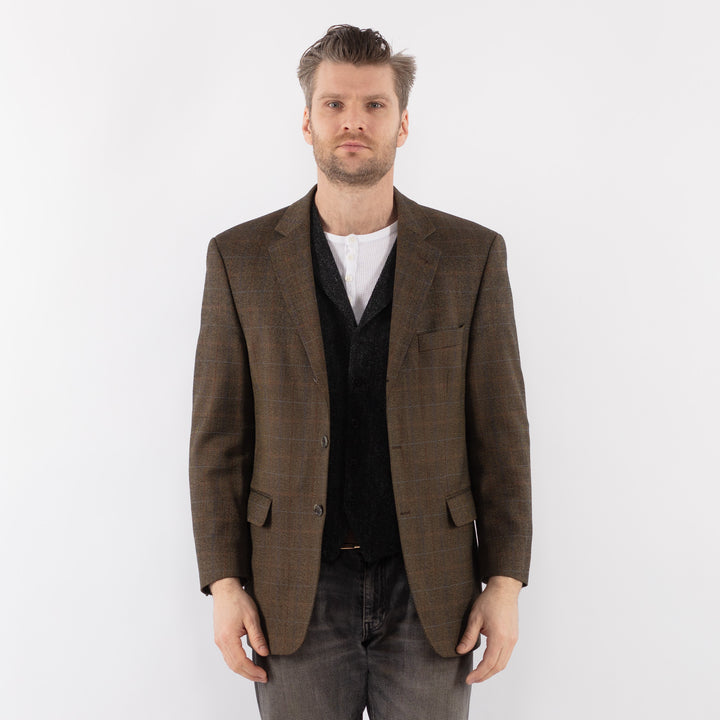 Vintage 90's Men Wool Blend Blazer Jacket in GreenZ1043