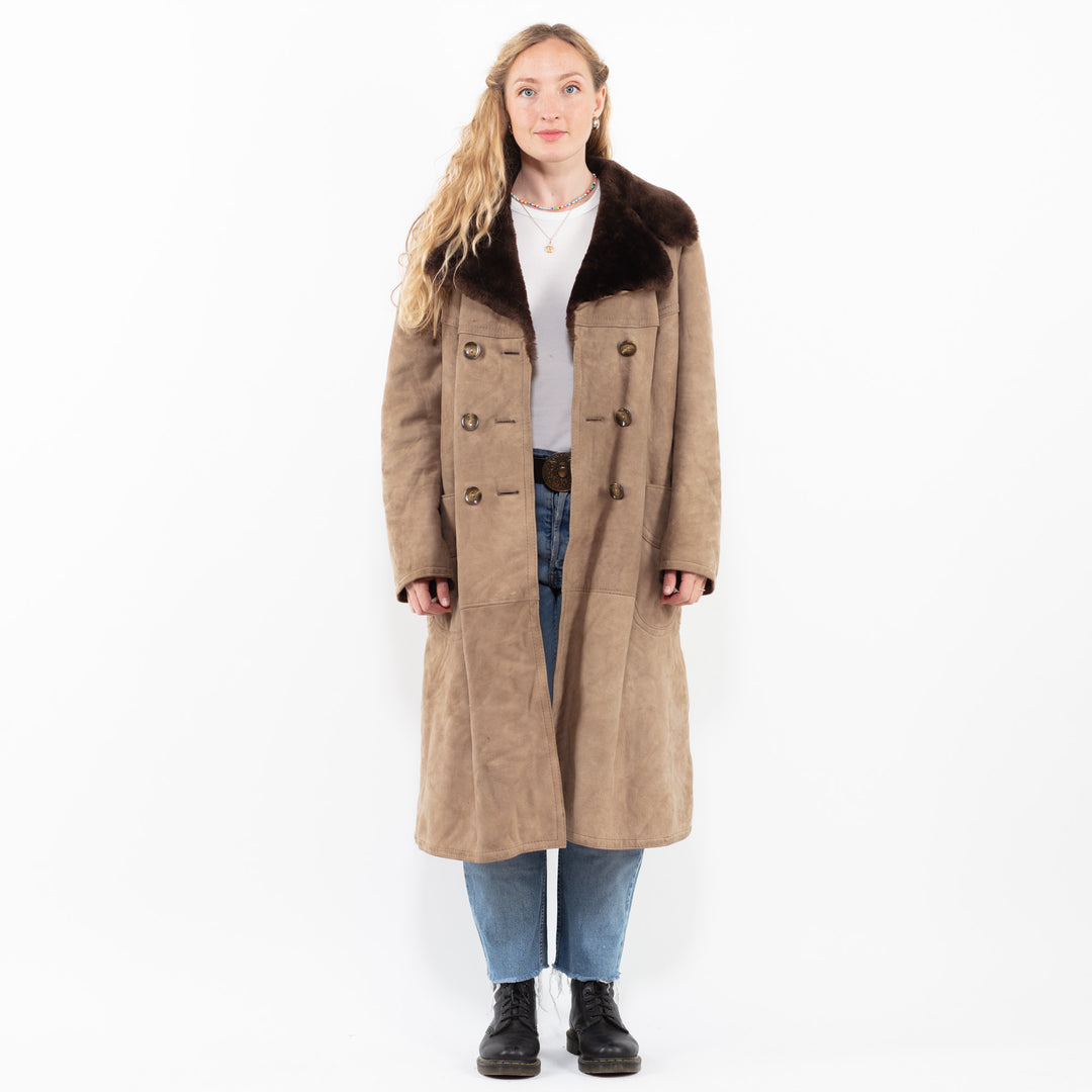 Vintage 70's Women Sheepskin Coat in BeigeA0317
