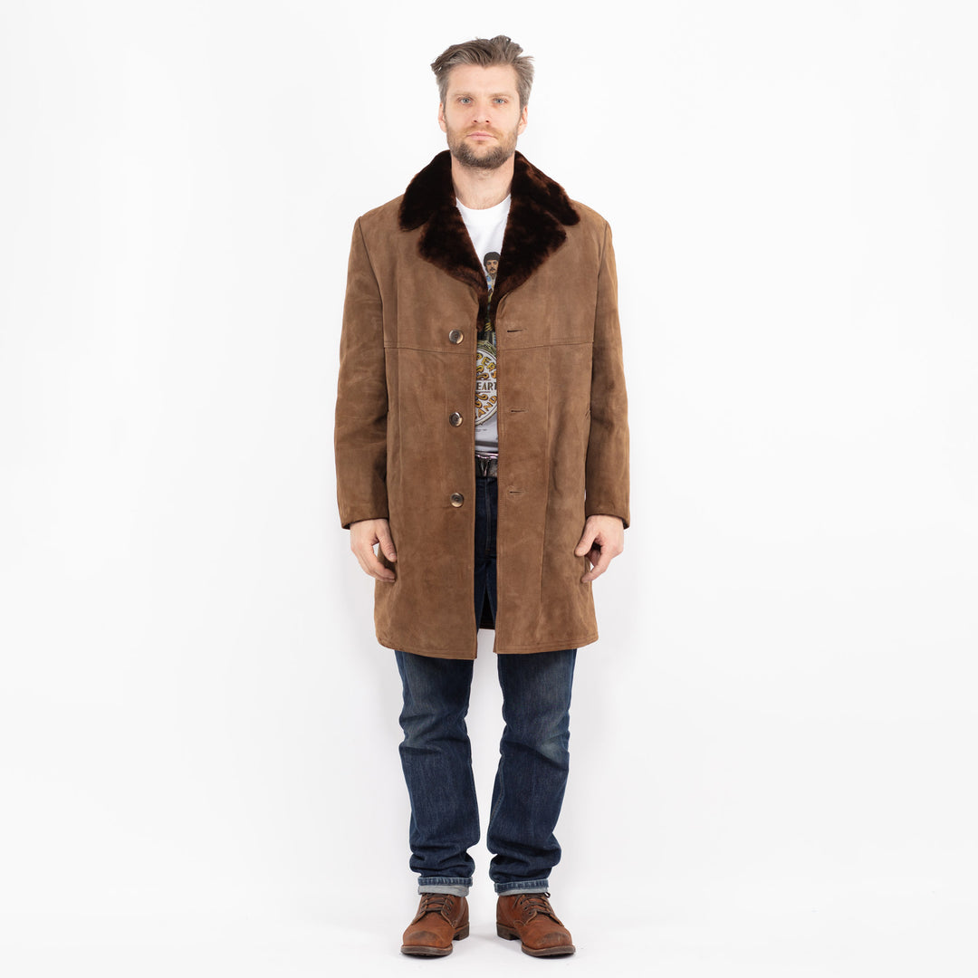 Vintage 70's Men Suede Sherpa Coat in BrownZ2715