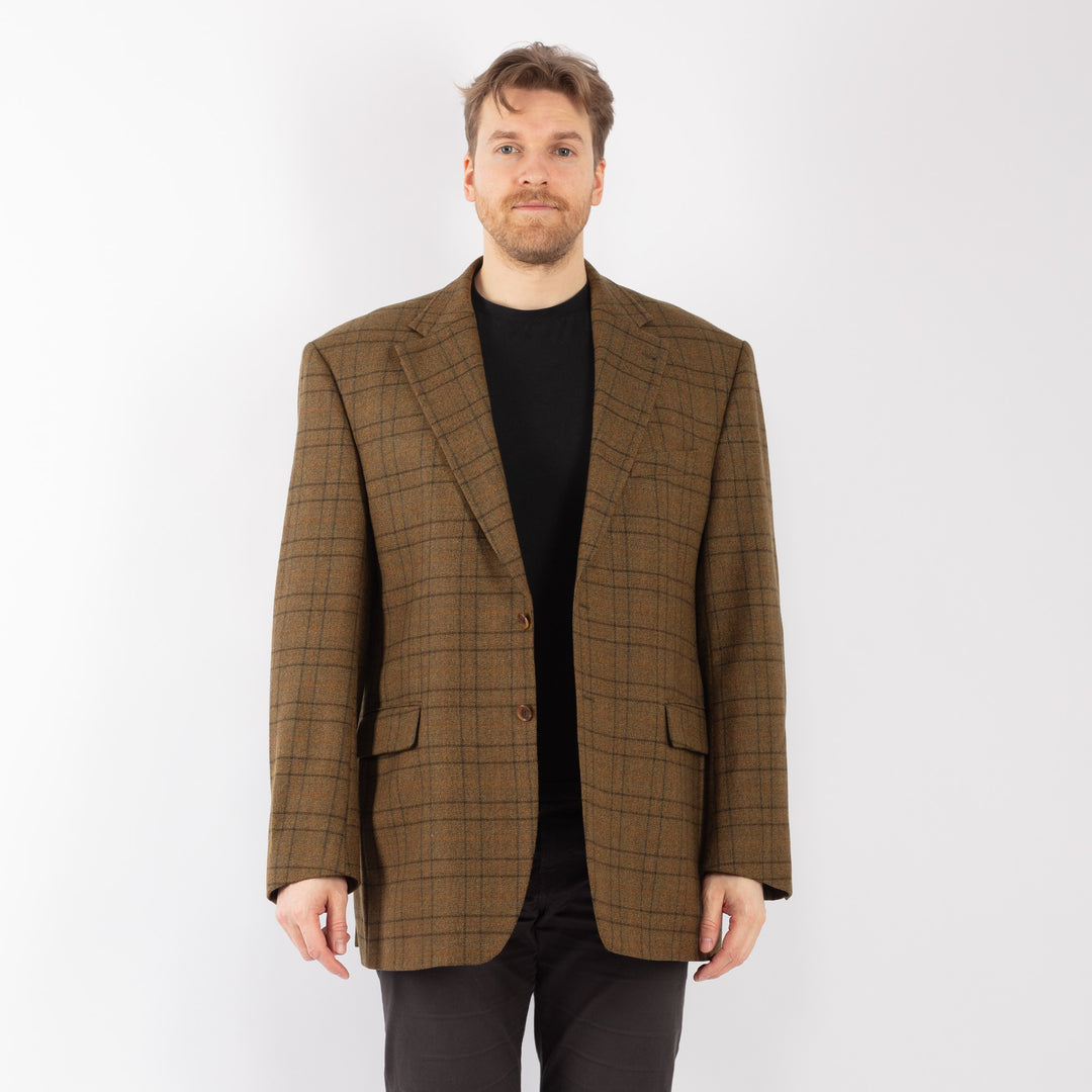 Vintage 90's Men Wool Blazer Jacket in GreenZ1314