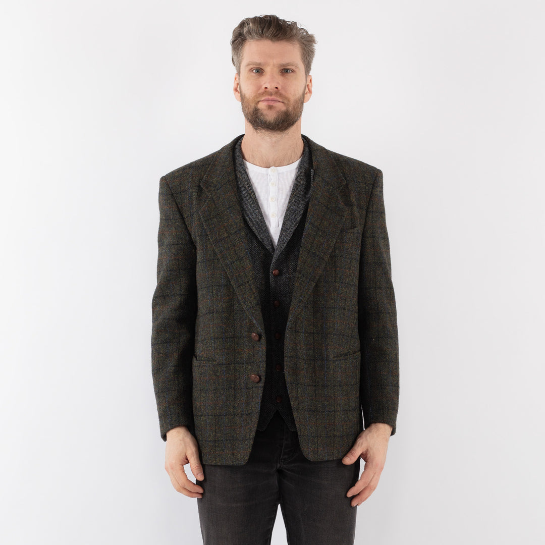 Vintage 90's Men Harris Tweed Jacket in GreenZ978