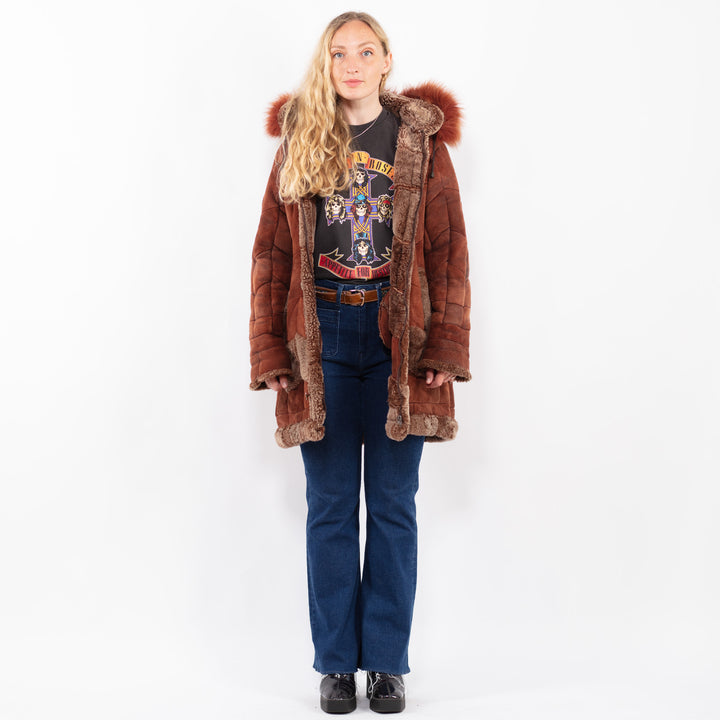 Vintage 90's Women Sheepskin Coat in BrownA0419