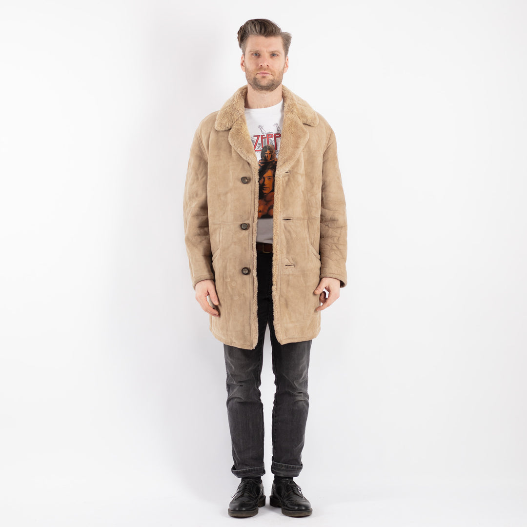 Vintage 70's Men Sheepskin Coat in BeigeZ454
