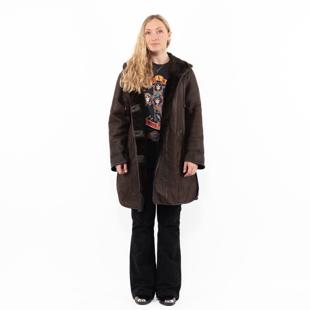 Vintage 90's Women Sheepskin Coat in BrownA0945