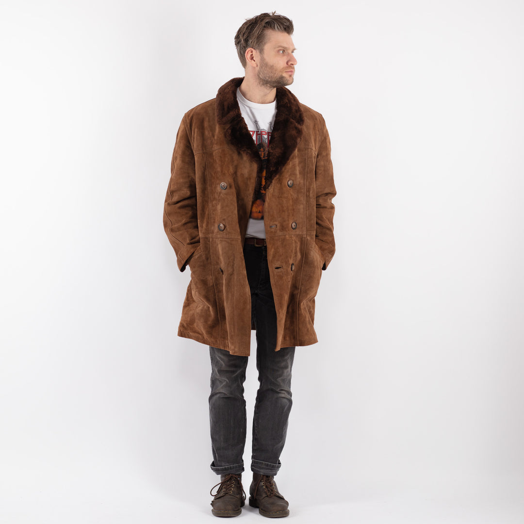 Vintage 70's Men Suede Sherpa Coat in BrownZ547