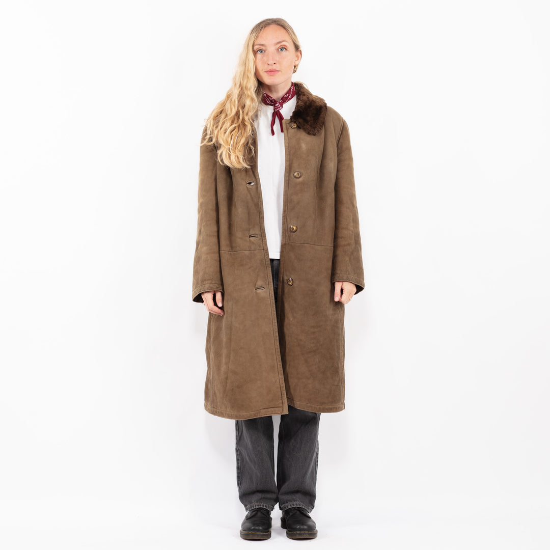 Vintage 70's Women Sheepskin Coat in BeigeA0663