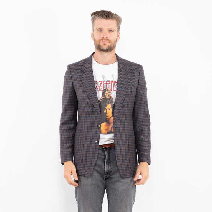 Vintage 70's Men Wool Blend Blazer Jacket in GrayZ2334