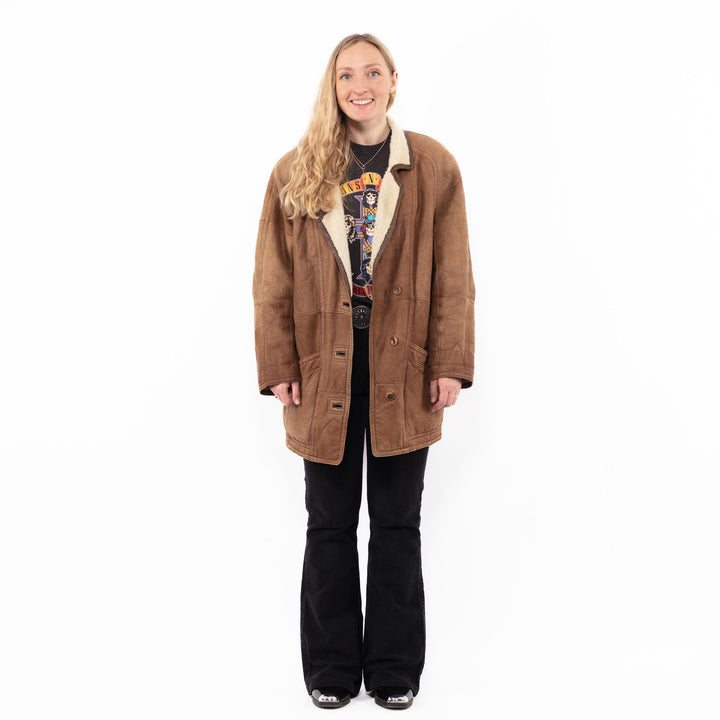 Vintage 90's Women Sheepskin Coat in BrownA0946