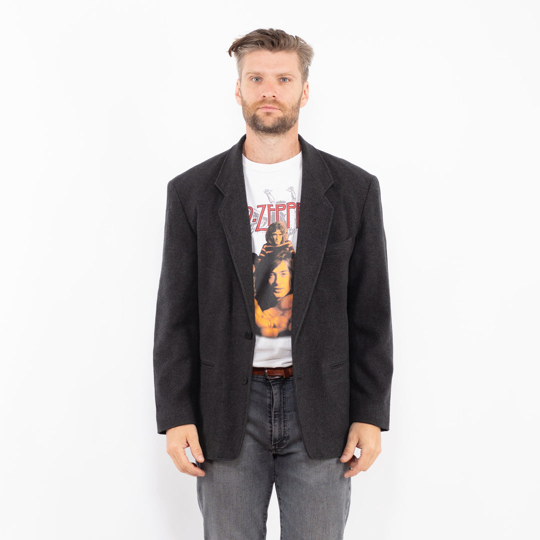 Vintage 90's Men Wool Blend Blazer Jacket in GrayZ2335