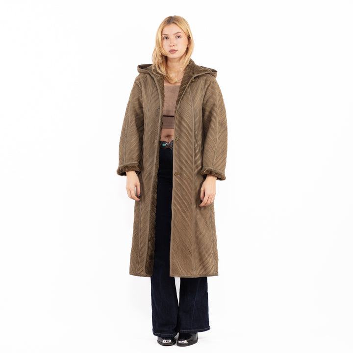 Vintage 80's Women Sheepskin Coat in BrownA0778