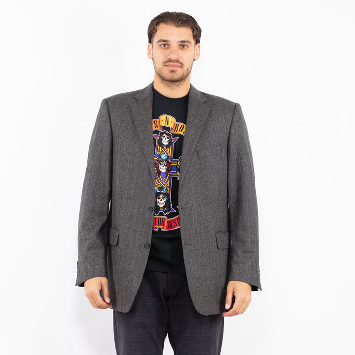Vintage 90's Men Wool Blazer Jacket in GrayZ2426