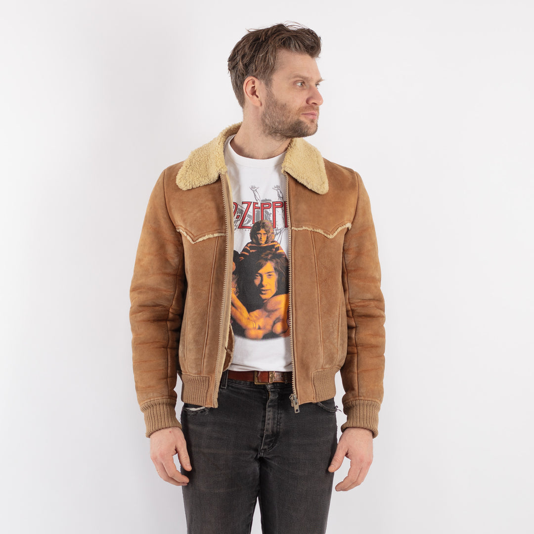 Vintage 70's Men Sheepskin Jacket in BrownZ548