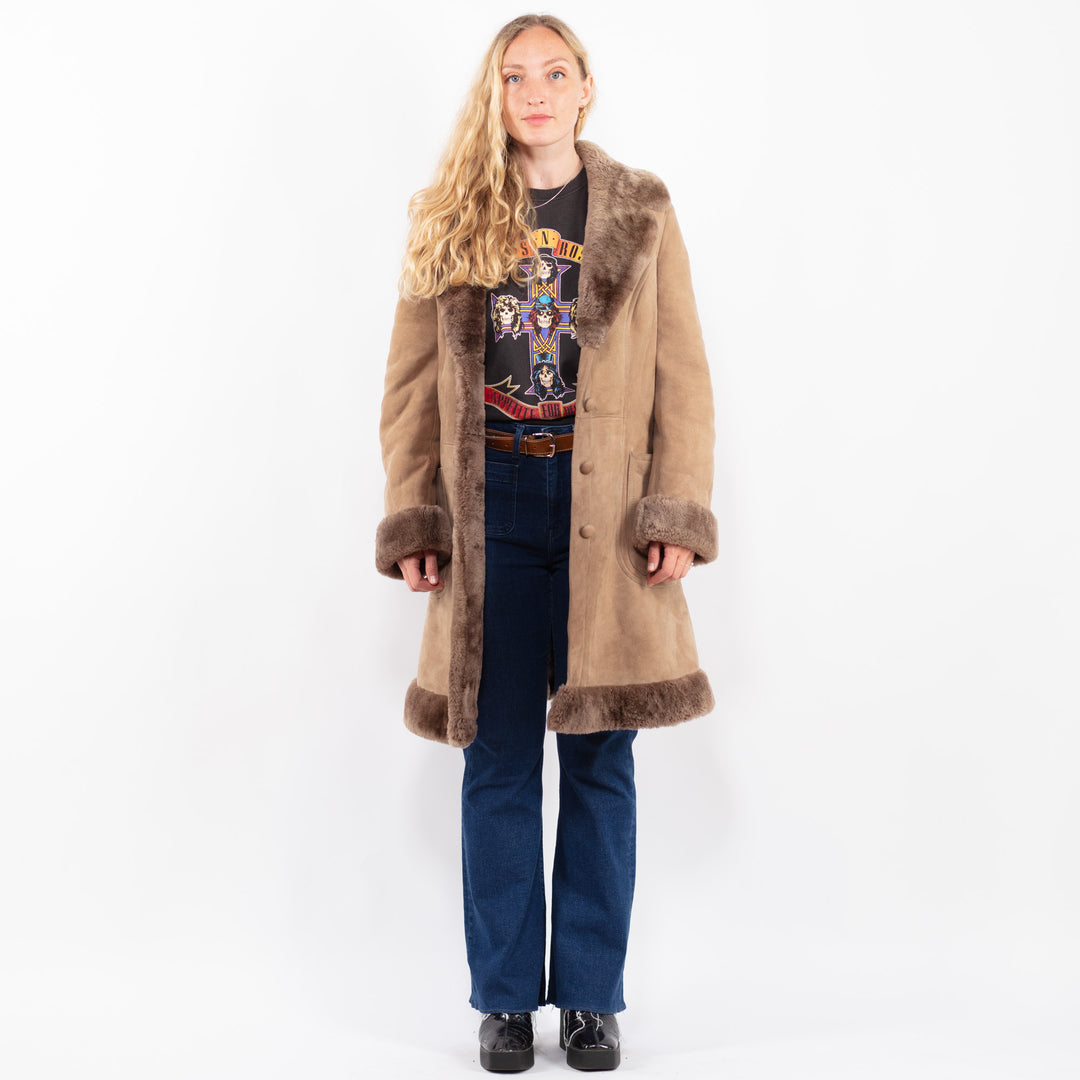 Vintage 70's Women Sheepskin Coat in BeigeA0422