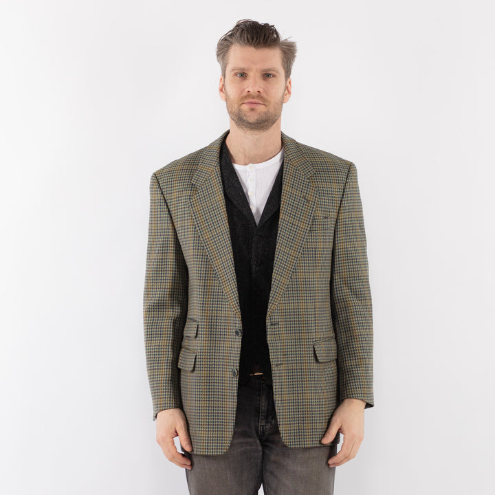 Vintage 80's Men Wool Blazer Jacket in GreenZ1047