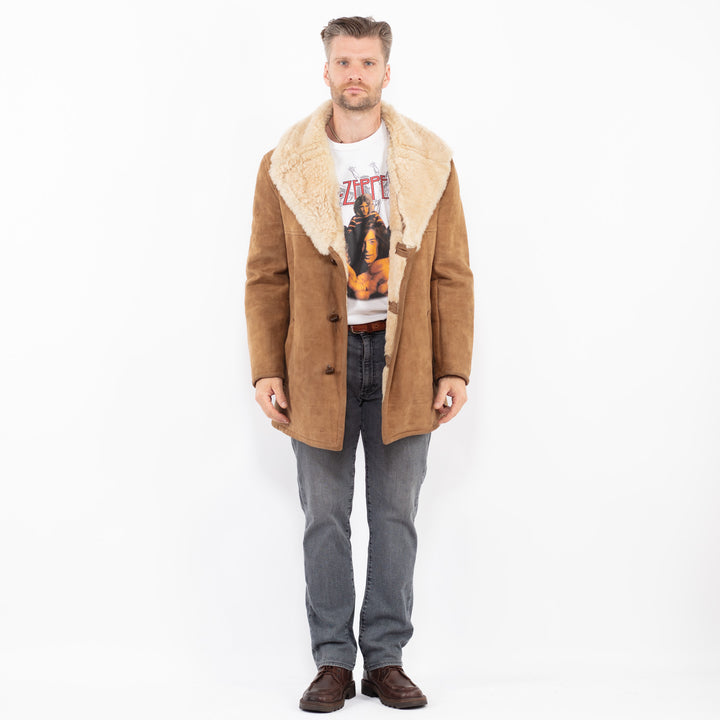 Vintage 70's Men Sheepskin Coat in BrownZ2112