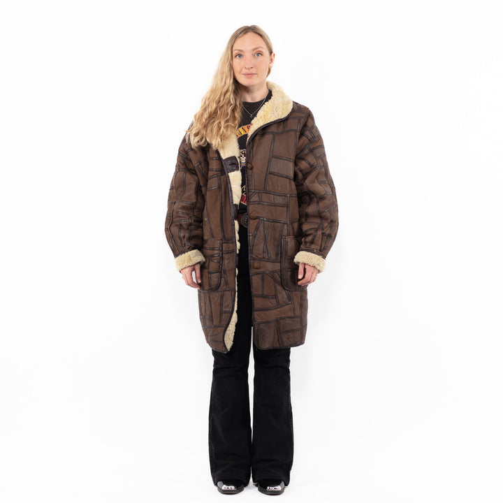Vintage 90's Women Sheepskin Coat in BrownA0948
