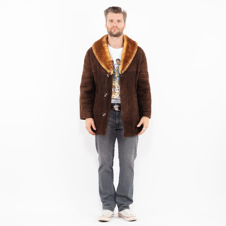 Vintage 70's Men Sheepskin Coat in BrownZ1988