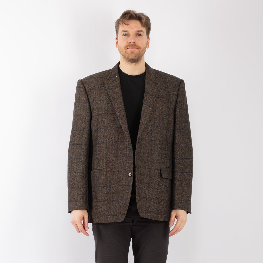 Vintage 90's Men Wool Blazer Jacket in BrownZ1318