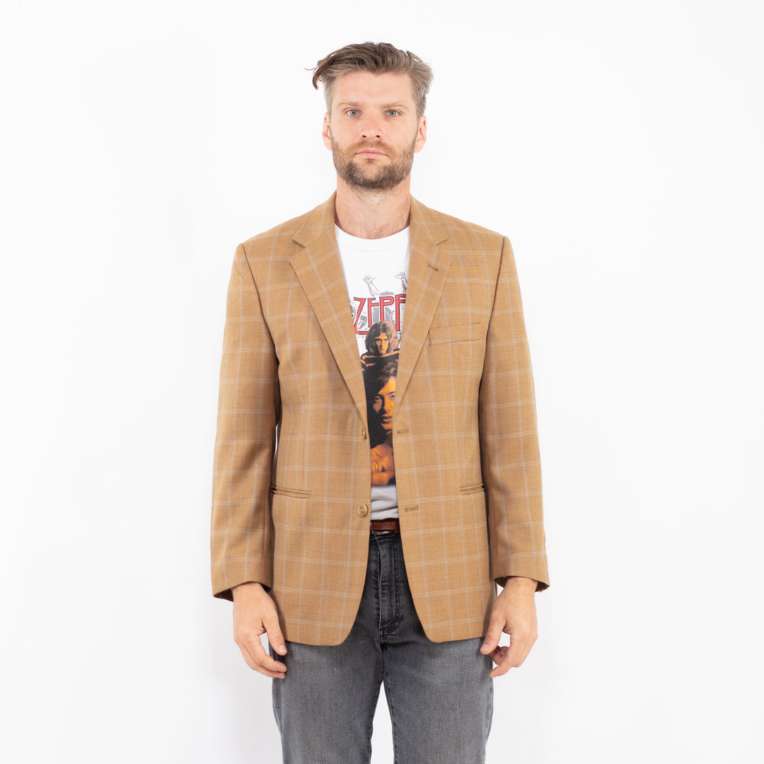 Vintage 90's Men Wool Blend Blazer Jacket in BrownZ2337