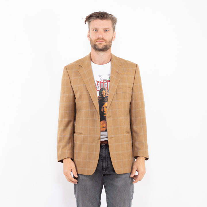 Vintage 90's Men Wool Blend Blazer Jacket in BrownZ2337