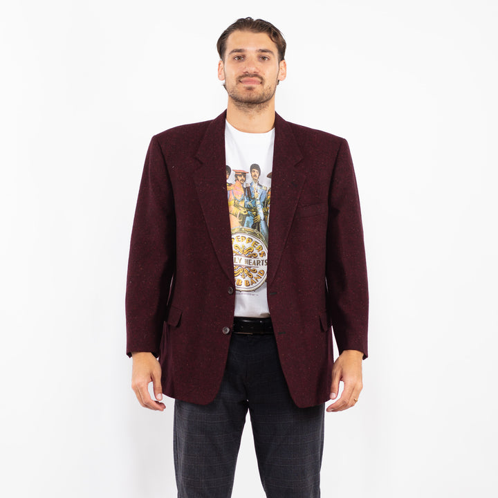 Vintage 80's Men Wool Blazer Jacket in RedZ2230